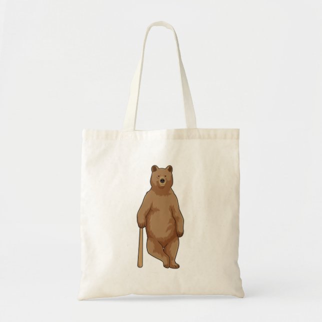 Bolsa Tote Urso no Baseball com Baco de Beisebol (Frente)
