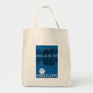 Bolsa Tote Urso no poster das viagens vintage do luar