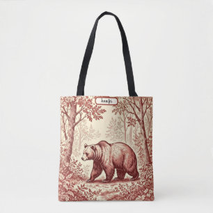 Bolsa Tote Urso no Toile Florestal