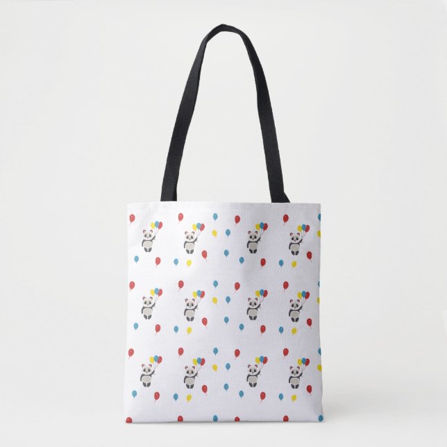 Bolsa Tote Urso-Panda com balões brancos (Frente)