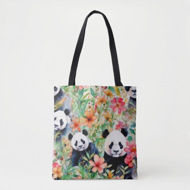 Bolsa Tote Urso Panda de Aquarela (Frente)