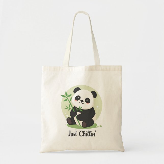 Bolsa Tote Urso Panda Fofo "Só Relaxando" (Frente)