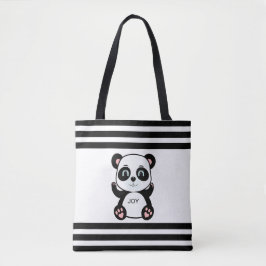 Bolsa Tote Urso Panda Moderno & Listras Pretas e Brancas