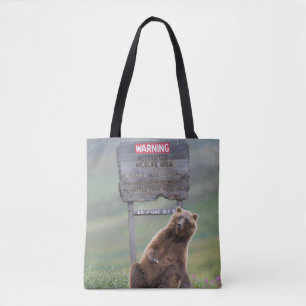 Bolsa Tote Urso Pardo Brinca Com Placa