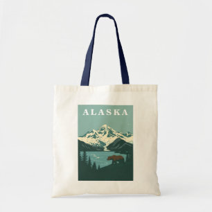 Bolsa Tote Urso Pardo de Viagem Retro do Alasca
