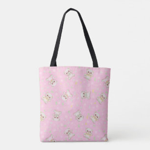 Bolsa Tote Urso Pastel Adorável e Formas Geométricas Sem Cost