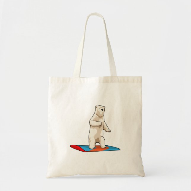 Bolsa Tote Urso polar como Snowboarder com Snowboard (Frente)