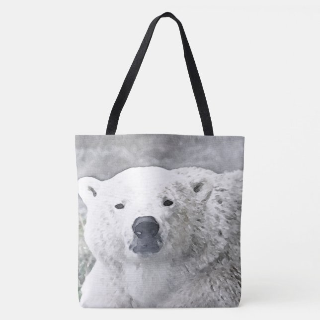 Bolsa Tote Urso Polar de Aquarela (Frente)