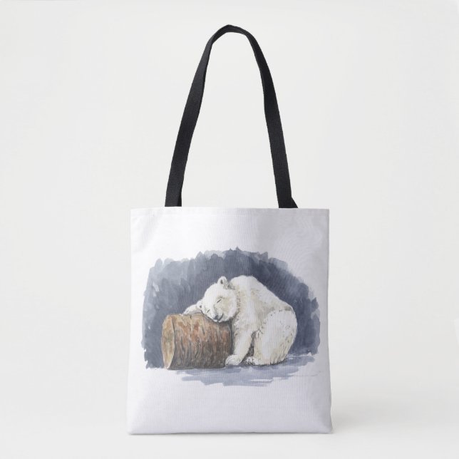 Bolsa Tote Urso polar dormindo, arte aquarela (Frente)