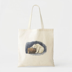 Bolsa Tote Urso polar dormindo, arte aquarela