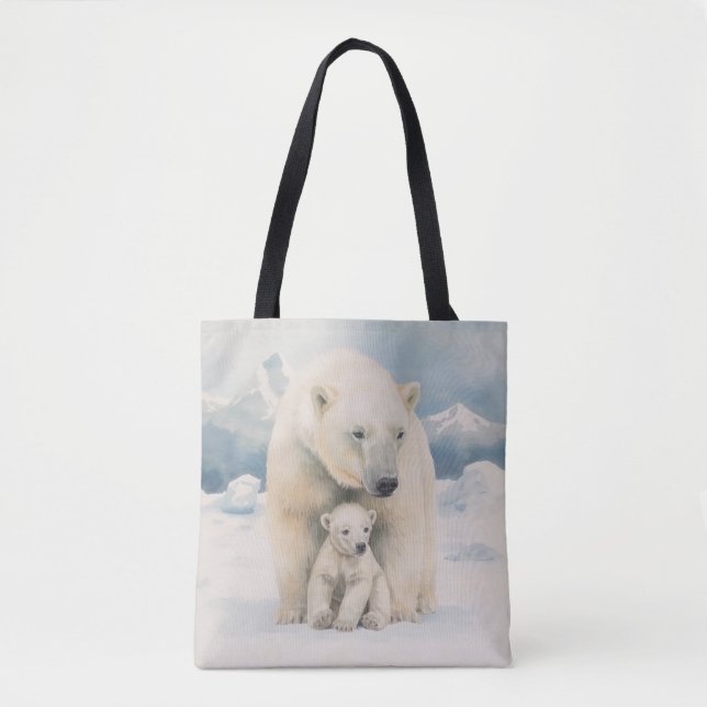 Bolsa Tote Urso Polar e Legenda Árctica Cub (Frente)