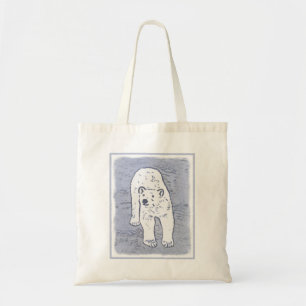 Bolsa Tote Urso Polar na Pintura no Gelo - Arte Original da V