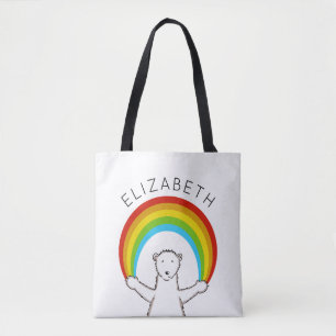Bolsa Tote Urso Polar Personalizado e Arco-Íris