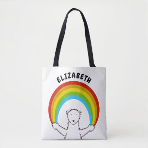 Bolsa Tote Urso Polar Personalizado e Arco-Íris
