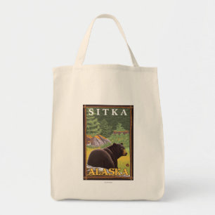 Bolsa Tote Urso preto na floresta - Sitka, Alaska