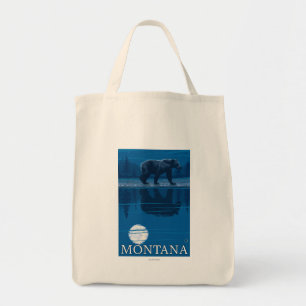Bolsa Tote Urso que anda em viagens vintage do luar