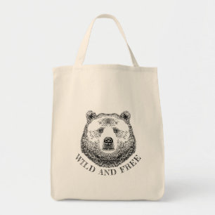 Bolsa Tote Urso, Selvagem E Gratuita, Ilustração Desenhada À