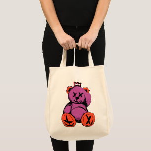 Bolsa Tote Urso Teddy Real em Roxo e Laranja