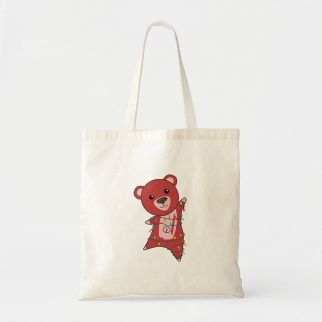 Bolsa Tote Ursos Coloridos Brancos Felizes De Natal (Frente)