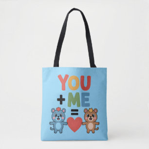 Bolsa Tote Ursos de Desenho Animado Fofos Amam Fórmula: "Você