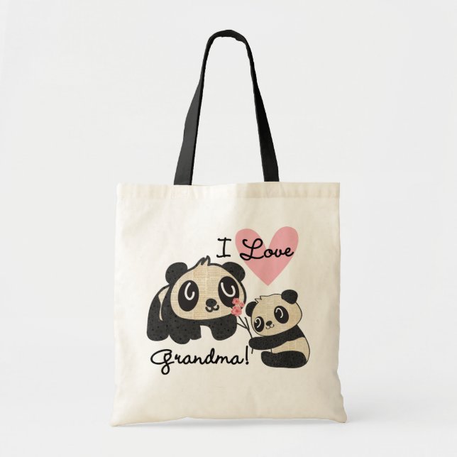 Bolsa Tote Ursos de panda eu amo a avó (Frente)