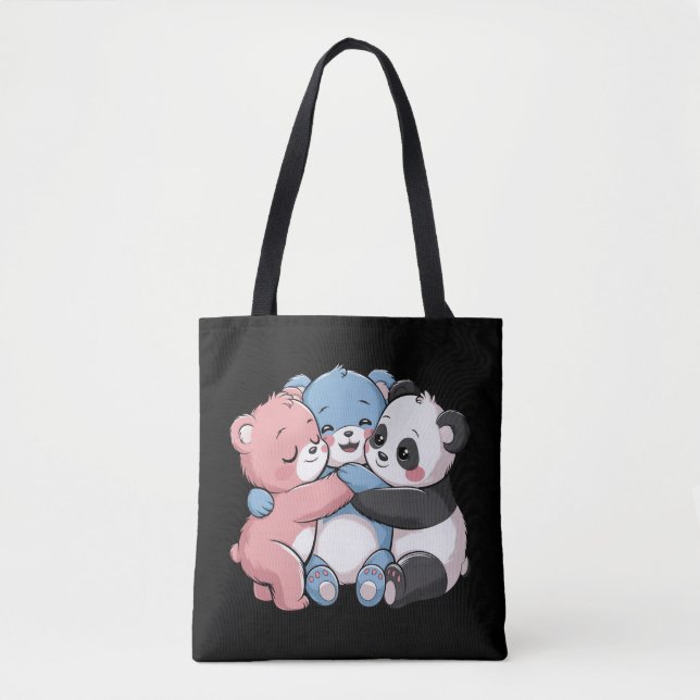 Bolsa Tote Ursos de Teddy Bonitos com Panda (Frente)