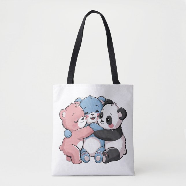 Bolsa Tote Ursos de Teddy Bonitos com Panda (Frente)