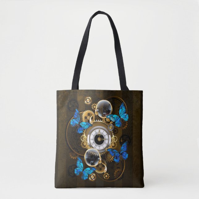 Bolsa Tote Ursos-galos e Borboletas Azuis (Frente)