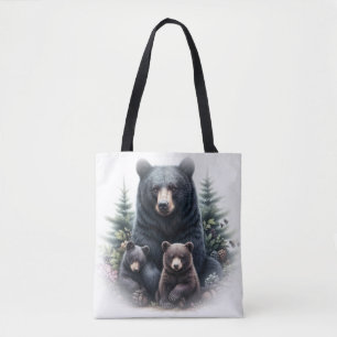 Bolsa Tote Ursos Pretos Em Meio À Definição Da Floresta