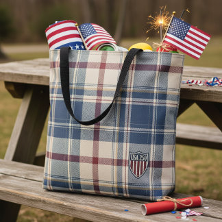 Bolsa Tote USA 250 American Plaid Shield Motivo ID1301