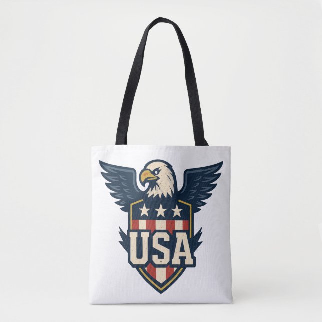 Bolsa Tote USA Eagle Crest — Vintage Flag Shield (Frente)