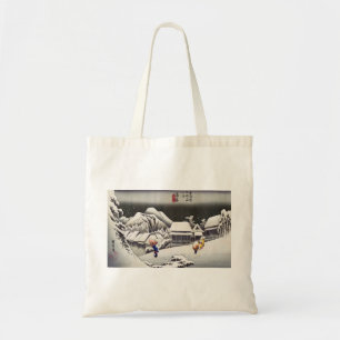 Bolsa Tote Utagawa Hiroshige - Neve à noite em Kanbara