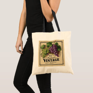 Bolsa Tote Uvas de moda antiga, vinho púrpura e vinho preto
