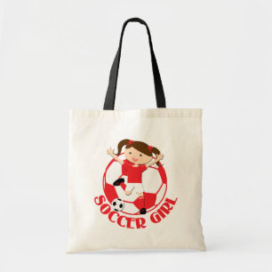 Bolsa Tote V2 vermelho e branco da menina 1 e da bola do
