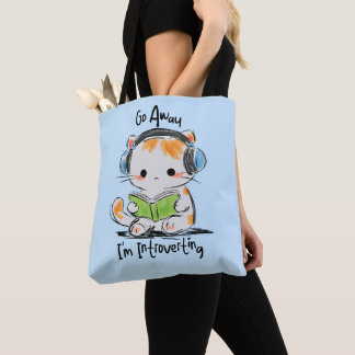 Bolsa Tote Vá Embora, Estou Introvertendo Gato