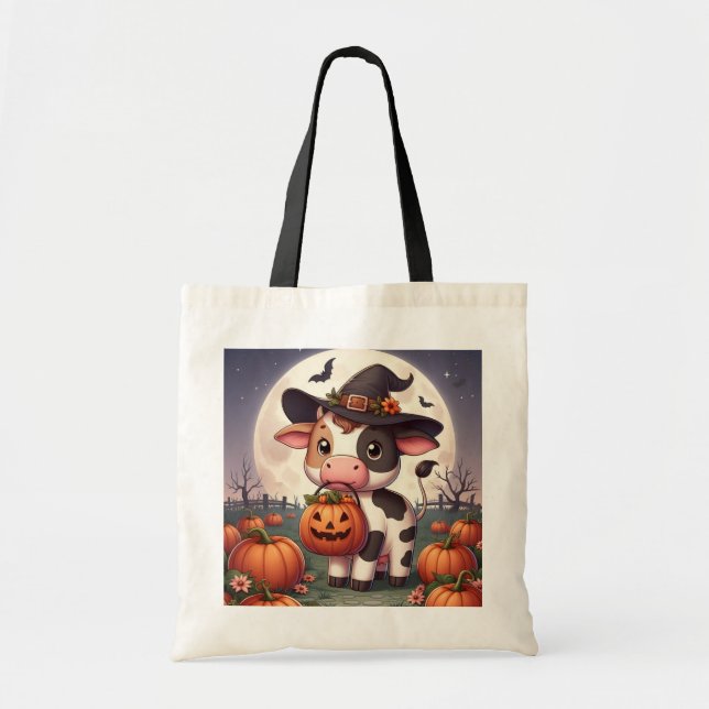 Bolsa Tote Vaca-bruxa-bruxa-do-Halloween (Frente)