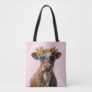 Bolsa Tote Vaca Cheia Com Óculos De Sol