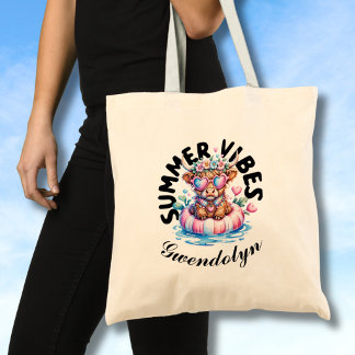 Bolsa Tote Vaca das Terras Altas com Óculos de Sol Vibrações
