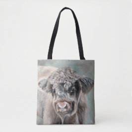 Bolsa Tote Vaca das Terras Altas da Escócia no Verde