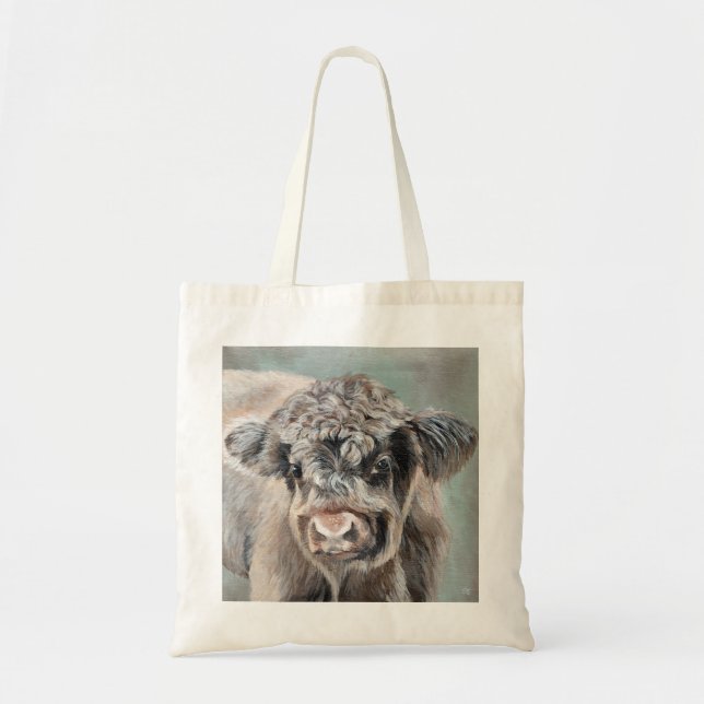 Bolsa Tote Vaca das Terras Altas da Escócia no Verde (Frente)