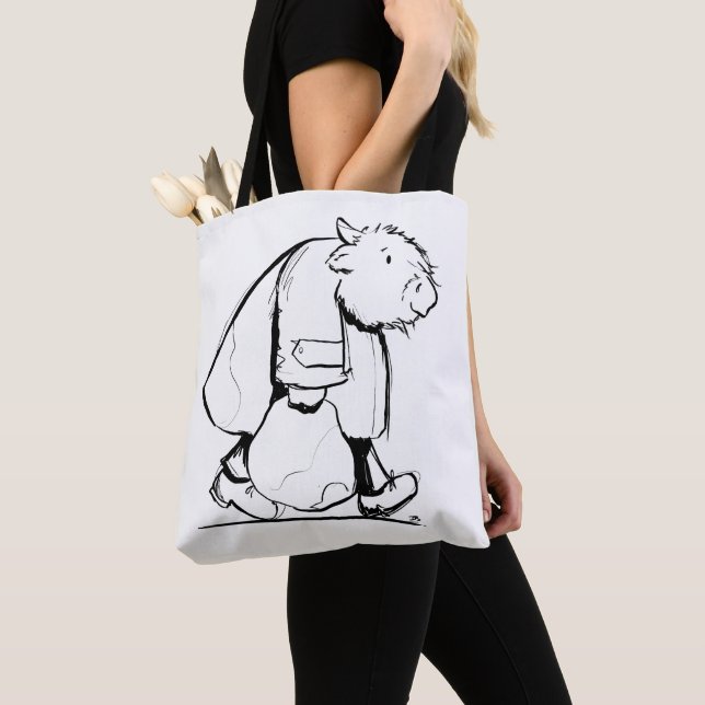 Bolsa Tote Vaca das Terras Altas da Escócia Vai às Compras (Close Up)