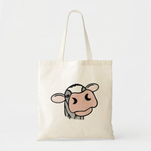 Bolsa Tote vaca de desenho animado preto branco rosa beijo ci