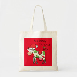 Bolsa Tote Vaca de Natal Desenho Animado Divertido para Crian