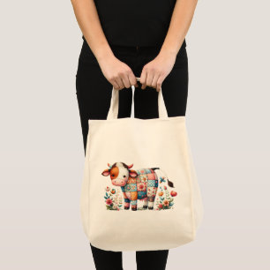 Bolsa Tote Vaca De Sistema Whimsical Com Acentos Florais