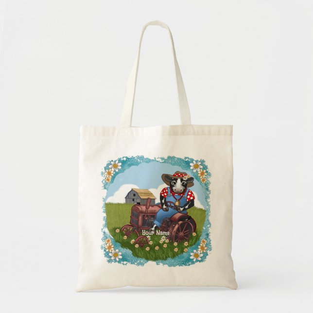 Bolsa Tote Vaca Dirigindo Trator (Frente)