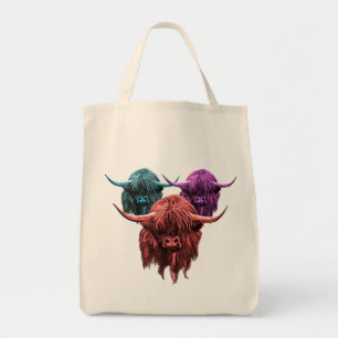 Bolsa Tote Vaca escocesa das montanhas