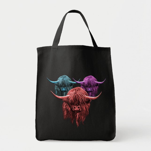 Bolsa Tote Vaca escocesa das montanhas (Frente)