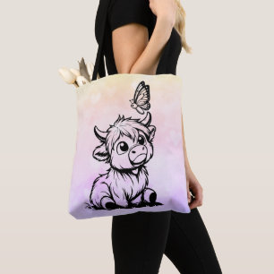 Bolsa Tote Vaca Highland com borboleta