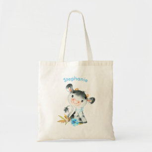 Bolsa Tote Vaca-Pequena Aquarela Azul