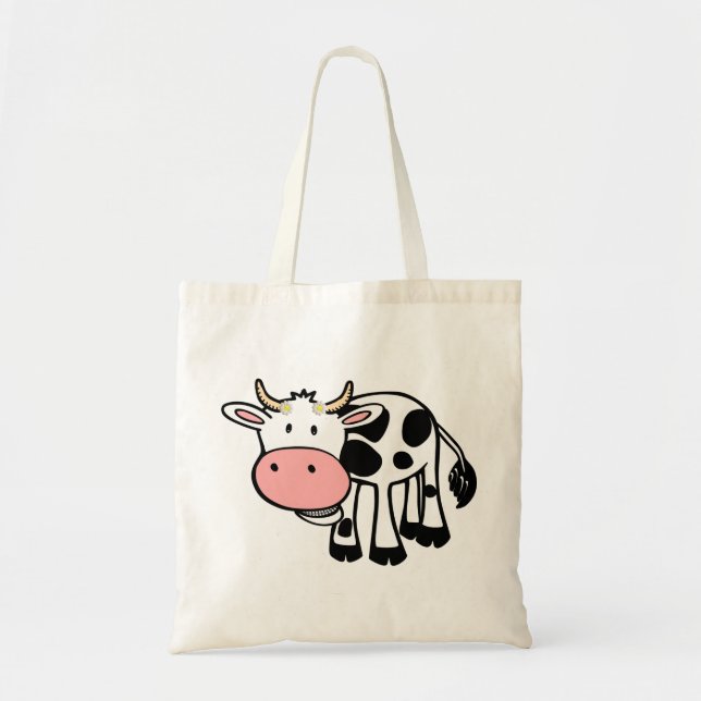 Bolsa Tote Vaca sorridente com margaridas (Frente)